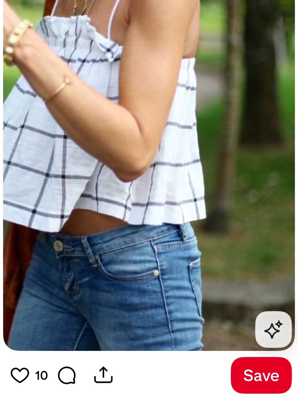Zara White Checked Strapless Flowy Lined Crop Top S